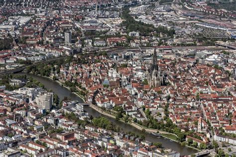 Ulm Aus Der Vogelperspektive Kathedrale Ulmer Münster In Ulm Im Bundesland Baden Württemberg