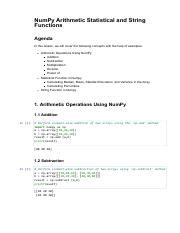 Numpy Functions Arithmetic Statistical String Operations Course Hero