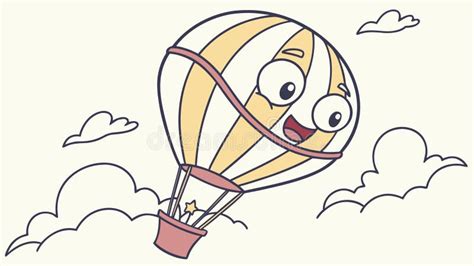 Cheerful Hot Air Balloon Character Cute Travel And Adventure Mascot