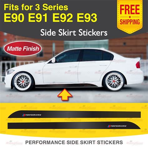 Performance Sport Side Skirt Stripes Matte Black Vinyl Decals Graphic Stickers Designed For Bmw