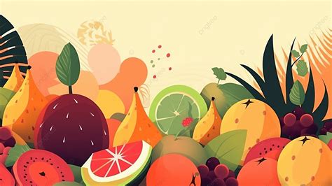 fruit cartoon illustration  children background fruit tropical