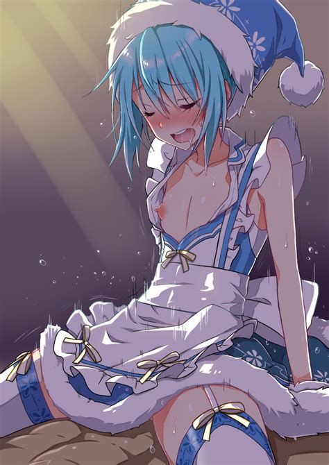 Rule 34 1boy Ambiguous Gender Androgynous Blue Hair Blush Christmas Outfit Closed Eyes Cowgirl