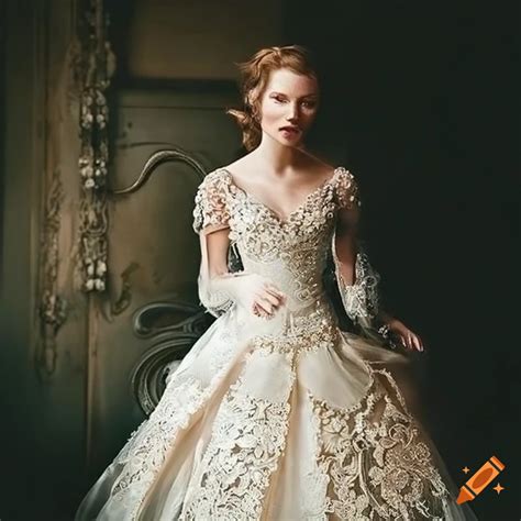 A breathtaking traditional irish wedding dress with intricate ...