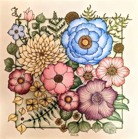 World Of Flowers Johanna Basford Prismacolor Premiers White Posca Fineliner R Coloring