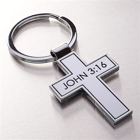 Keyring: Metal Cross - John 3:16