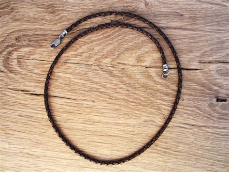 Brown Braided Bolo Leather Necklace Antiqued Sterling Silver Clasp