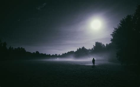 1920x1200 Resolution Foggy Night Moon 1200p Wallpaper Wallpapers Den