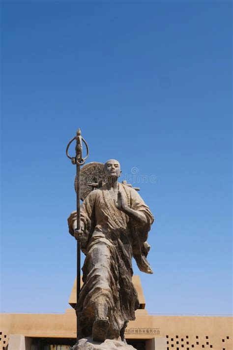 Metal Statue of Tang Priest Tang Sanzang in Ruins of Gaochang, Turpan ...