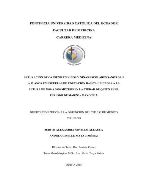 Pontificia Universidad Cat Lica Del Ecuador Facultad De Medicina