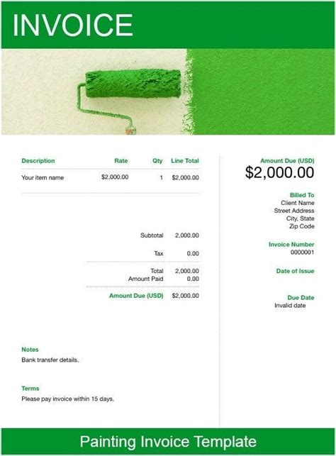 Painting Invoice Template Free Custom Templates Freshbooks Uk