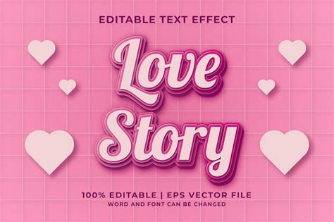 Premium Vector Editable Text Effect Love Story 3d Template Style