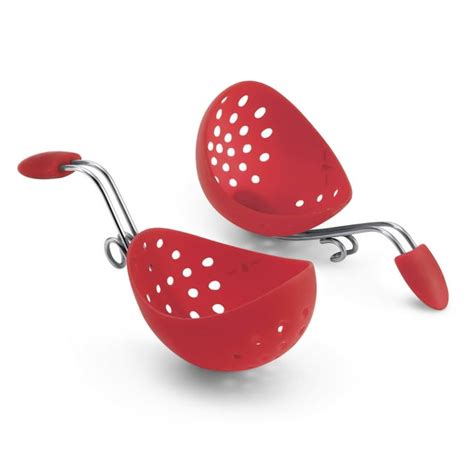 Cuisipro Silicone Egg Poacher Set Of 2 With Pan Clips Red