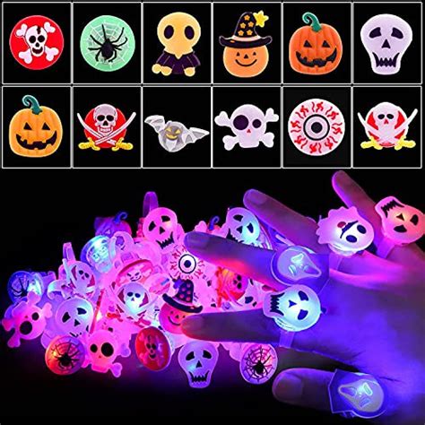 Snagshout Chiozgi 50 Packs Halloween LED Light Up Rings Halloween