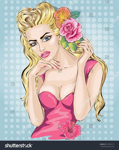 Sexy Pop Art Woman Portrait Pinup Stock Vector 413981617 Shutterstock