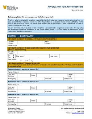 Fillable Online Lautorite Qc Application For Authorization Application