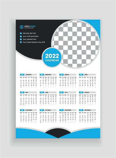 One Page Wall Calendar Design Wall Calendar Design New Year