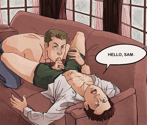 Rule 34 2boys Angel Bara Belt Blowjob Blue Eyes Brown Hair Castiel Supernatural Couch