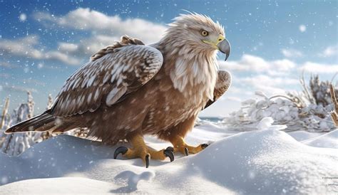 Premium AI Image | eagle on snow