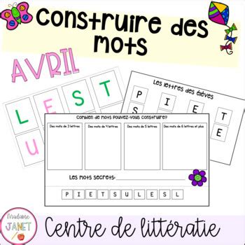 Construire Des Mots Avril French Literacy Centre Making Words