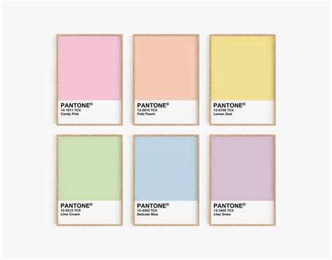 Pastel Pantone Print Set Of 6 Pantone Colours Printable Wall Etsy Uk