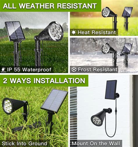 Meihong Solar Spot Light Outdoor Waterproof Solar Led Landscape Lights Dusk To Dawn 2 In 1