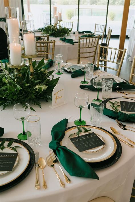 Lush Florals And Green Accents For Wedding Guest Table Green Themed