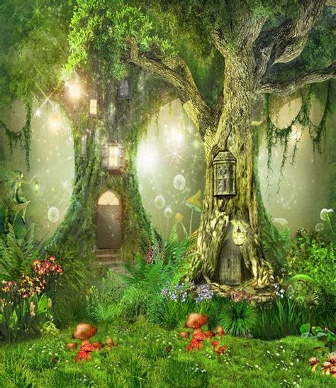 Night Fantasy Cartoon Fairy Tale Forest Photography Backdrops Forest