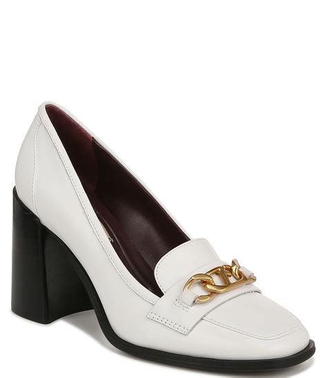 Franco Sarto Miri Leather Chain Hardware Loafer Pumps Dillards