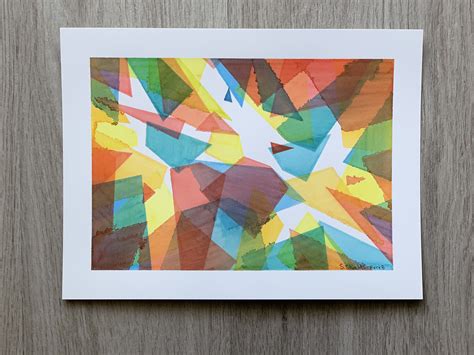 Colorful Abstract Expressionist Geometric Watercolor Painting Etsy