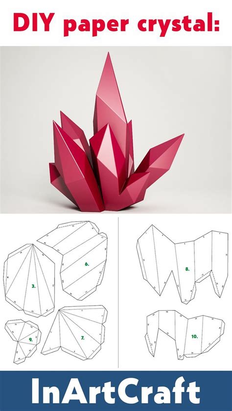 Diy Paper Craft Crystal 3d Papercraft Model Pdf Template Inspire