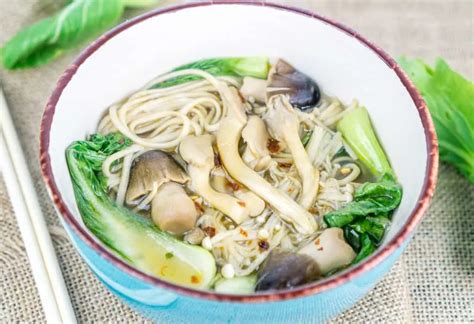 Enoki Mushroom Soup With Soba Noodles Lemongrass And Ginger Babaganosh