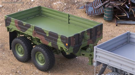 Military Drop Side Cargo Trailer M Camouflage D Model D Molier