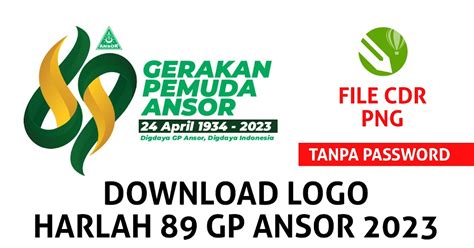 Download Logo Harlah 89 GP Ansor Tahun 2023 || FIle .cdr - PNG || Tanpa ...