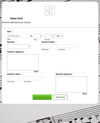 Class Card Form Template | Jotform