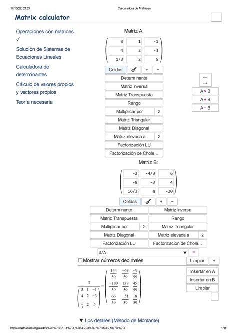 Calculadora De Matrices Matrix Calculator Operaciones Con Matrices Solución De Sistemas De