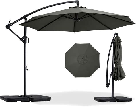 Abccanopy 10ft Offset Cantilever Umbrella Large Outdoor Hanging Patio Umbrella With Cross Base