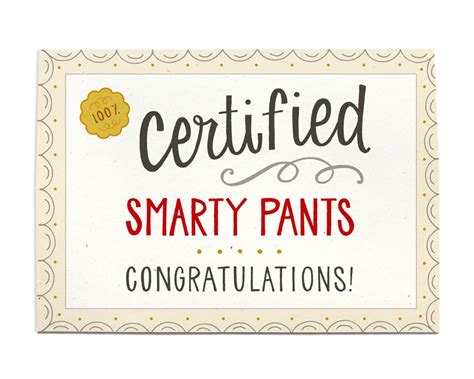 Graduation Card Congrats Grad Certified Smarty Pants Etsy