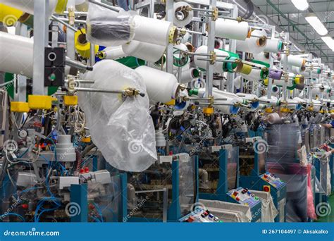 Textile Industry With Knitting Machines Stock Image Image Of Craft