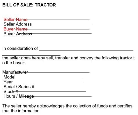 Printable Farm Tractor Bill Of Sale Form Templates MS Word TemplateData