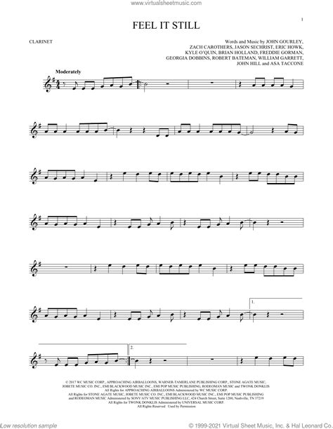 Feel It Still Sheet Music For Clarinet Solo PDF Interactive