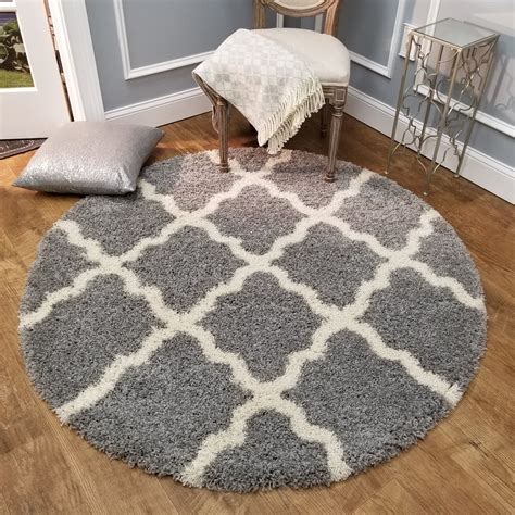 Maxy Home Bella Trellis Grey Ft Round Shag Area Rug Walmart