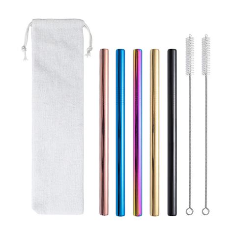 8pcs Set Bubble Tea With Storage Bag Stainless Steel Reusable Straw Drinking Ebay