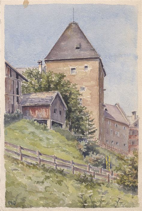 Alfons Walde Pfleghofturm In Kitzb Hel Aquarell X Cm