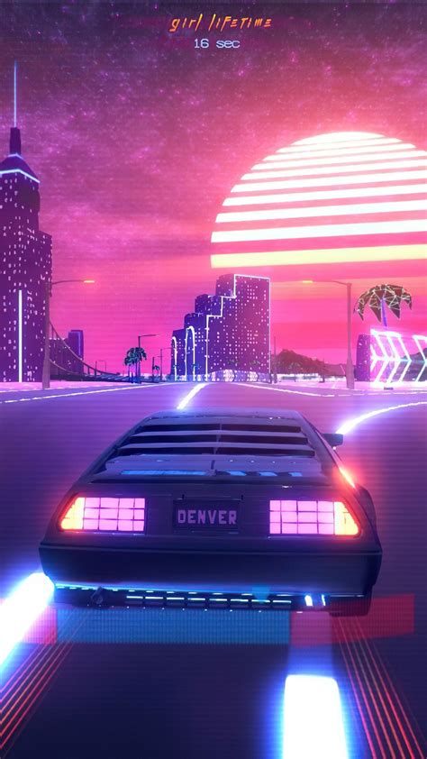 Retrowave Night City Car Synthwave Vaporwave HD Phone Wallpaper