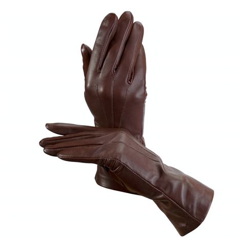 Ladies Cashmere Lined Leather Gloves In Brown Aspinal