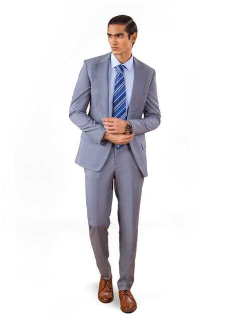 Two Piece Suit Notch Lapel Light Gray