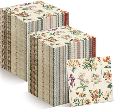 Qeeenar 200 Pcs Floral Guest Napkins Wild Flower Paper Napkin Vintage Theme Flower