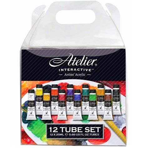 Atelier Interactive Artists Acrylic Paint Set 12x20ml Tubes AT20SET12 ...