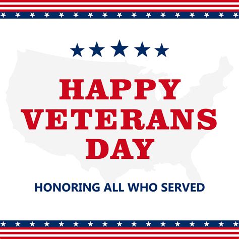 Happy Veterans Day With Flag Square Social Media Post Vector