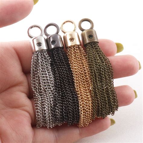 Metal Tassel Jewelry Tassels Mix Color Chain Tassel Pendant Etsy